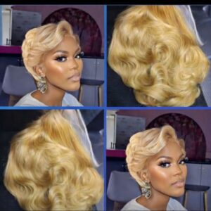 perruque pixie blonde